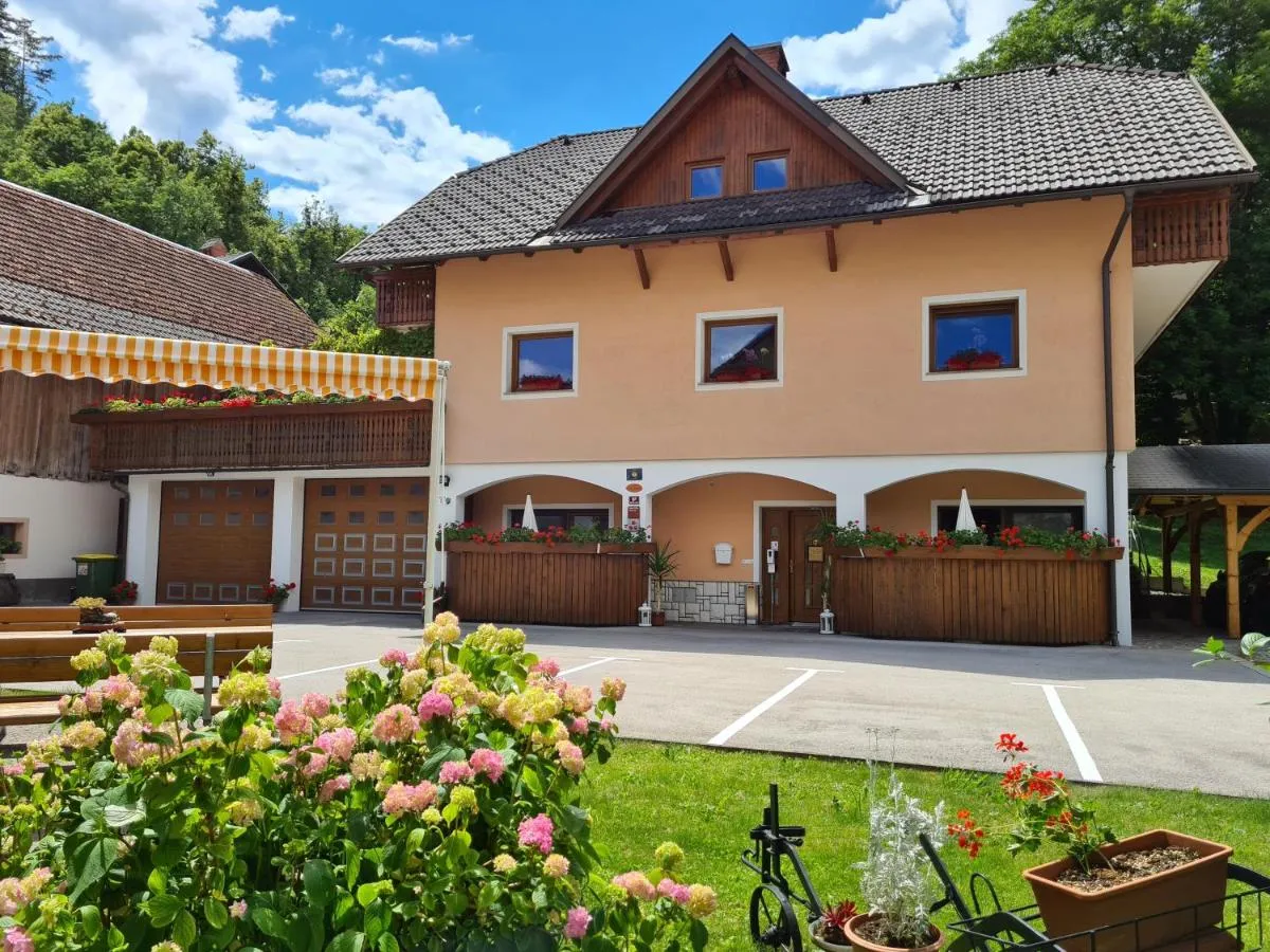 Naša hiša poleti, s hortenzijami na vrtu